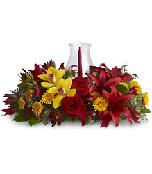 Glow of Gratitude Centerpiece from Schultz Florists, flower delivery in Chicago